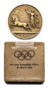 St Moritz 1928 Winter Olympic Games participant's medal awarded to Andre Poplimont,