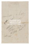 Signed Grand Cricket Match handbill 1926, at Catford Cricket & Lawn Tennis Club,
