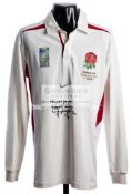 A signed Jonny Wilkinson England International white replica jersey,