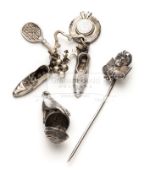 A rare Victorian silver charm set consisting of two shoes, a boater hat,