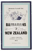 Signed Barbarians v New Zealand rugby programme 27th January 1973, the game that featured that try,