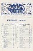 A rare programme for Manchester United v South Shields 30th March 1923,