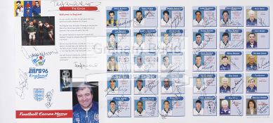 A fully-autographed England Euro '96 fold-over souvenir player-profile itinerary,