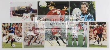 A group of eight signed photographs of British footballers, all 8 x 10 in colour,