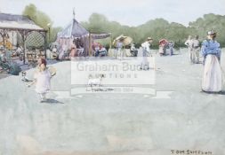 Watercolour painting "The Tennis Party" by Tom Simpson (British, active 1887-1926), circa 1910,