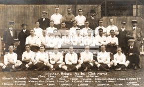 A postcard with photographic portrait of the Tottenham Hotspur team in season 1912/13 including a