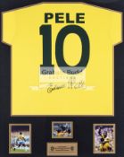 Pele signed Brazil shirt framed presentation,