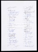 England to South Africa 1994 Rugby Union Official Autograph Team Sheet,