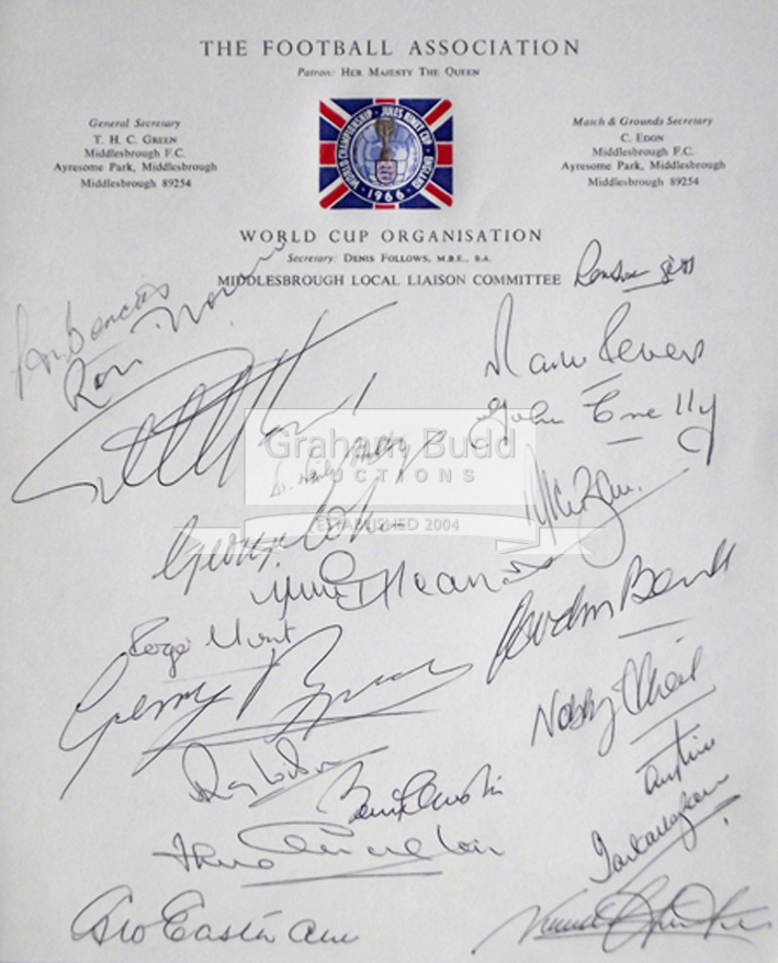 Official FA sheet notepaper issued to Middlesbrough FC for use during the 1966 World Cup tournament