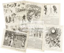 Eight Lawn Tennis cartoons in pages from Punch magazine July to November 1879 with "Lawn Tennis