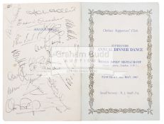 Autographed Chelsea Supporters' Club 15th Annual Dinner Dance Menu at Peter Jones' Restaurant,