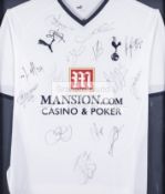 Team-signed Tottenham Hotspur replica home jersey 2008-09, 15 signatures in marker pen, Bale,