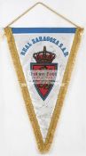 Team-signed Real Zaragoza matchday pennant from the European Cup Winners' Cup semi-final played at