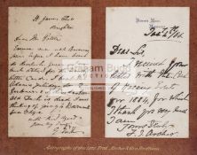 The autographs of the 19th century jockeys Fred Archer and George Fordham,