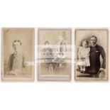 A trio of Victorian cabinet cards/cartes-de-visites of the jockey Fred Archer,