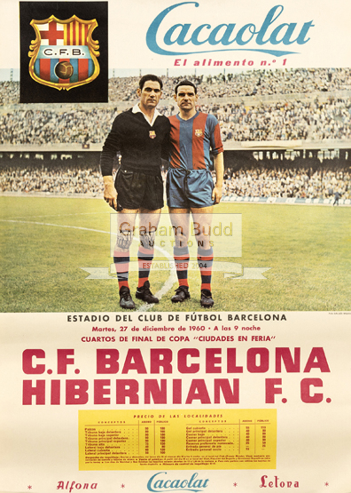 1960 Fairs Cup Barcelona v Hibernian played 27 December 1960 at the Camp Nou,