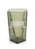 An Art Deco Football Val Saint Lambert octagonal crystal vase,