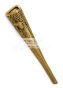 London 2012 Olympic Games bearer's torch, of tapering, triangular form, gold coloured,