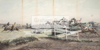 After Godfrey Douglas Giles (1857-1941) CANAL TURN, THE GRAND NATIONAL large colour lithograph,