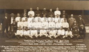 A postcard with photographic portrait of the Tottenham Hotspur team in season 1913/14,