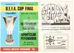 A pair of Tottenham Hotspur programmes for the 1974 UEFA Cup Final The first for the home leg v