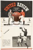 Ten Manchester Utd home programmes season 1948/49, v Blackpool, Huddersfield, Wolves, Aston Villa,