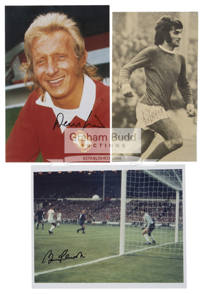 Three signed photographs of Manchester United's "Holy Trinity",
