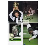 Seventeen signed photographs of snooker World Champions, Comprising a mix of 12 by 8in.