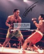 Joe Frazier-signed photographic display,