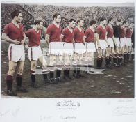 A signed Manchester United ''The Last Line Up'' print,