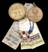 1930 World Cup memorabilia, comprising a commemorative medal,