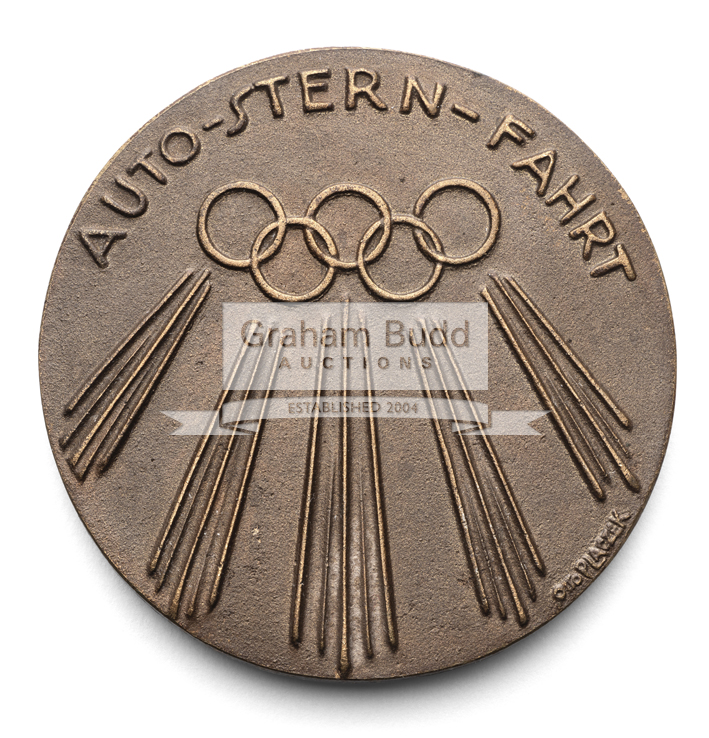 Berlin 1936 Olympic Games medal for the motoring rally, in bronze, designed by Otto Placzek,