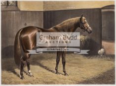 After Alfred Charles Havell (1855-1928) THE RACEHORSE “BEND OR” colour lithograph signed by the