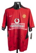 Team-signed Manchester Utd replica home jersey circa 2003,