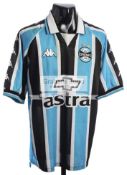 Ronaldinho signed Gremio blue and black striped No.