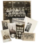 Six football postcards, subjects including the Reading team circa 1926,