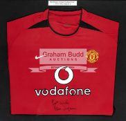 Sir Alex Ferguson signed Manchester United 2002-03 replica home jersey,
