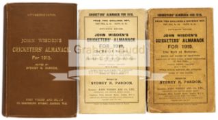 John Wisden's Cricketers' Almanacks for 1915, 1918 & 1919,