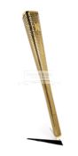 A 2012 London Olympic Games bearer's torch, of tapering, triangular form, gold coloured,