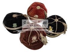A collection of four miscellaneous sporting caps dating between 1897/8 and 1928/9,