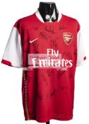 Team-signed Arsenal replica home jersey c 2007, 24 signatures in black marker including Lehmann,