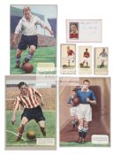 A varied collection of newspaper and magazine cut-out photos and autographs of football players