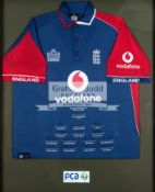 Team-signed England v New Zealand 2008 ODI Tour presentation cricket shirt,