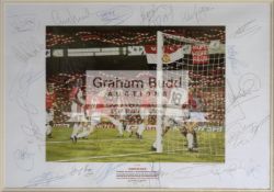 Autographed ''Barcelona'' print of Ole Gunnar Solskjaer's winning goal in Manchester United's 1999