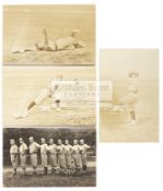 A group of four vintage baseball postcards, one identified to the reverse in pencil "St.