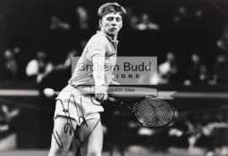 A collection of Tennis autographs from Wimbledon champions and tennis stars mostly on photographs,