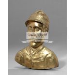 A gilt-bronze head & shoulders wall plaque of Fred Archer circa 1886, the portrait in high relief,
