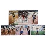 A group of six signed photographs of athletes, comprising Linford Christie, Noureddine Morceli,