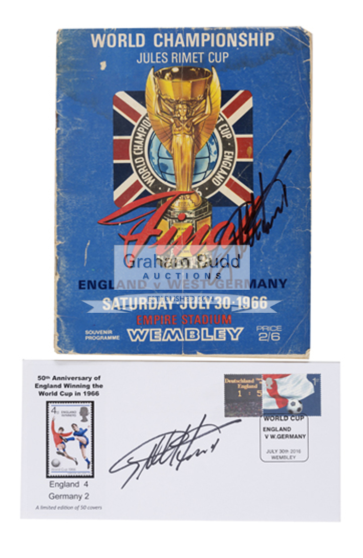 Geoff Hurst signed 1966 World Cup Final programme and First Day Cover,