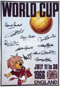 Replica 1966 World Cup poster signed by 10 members of the England winning team,